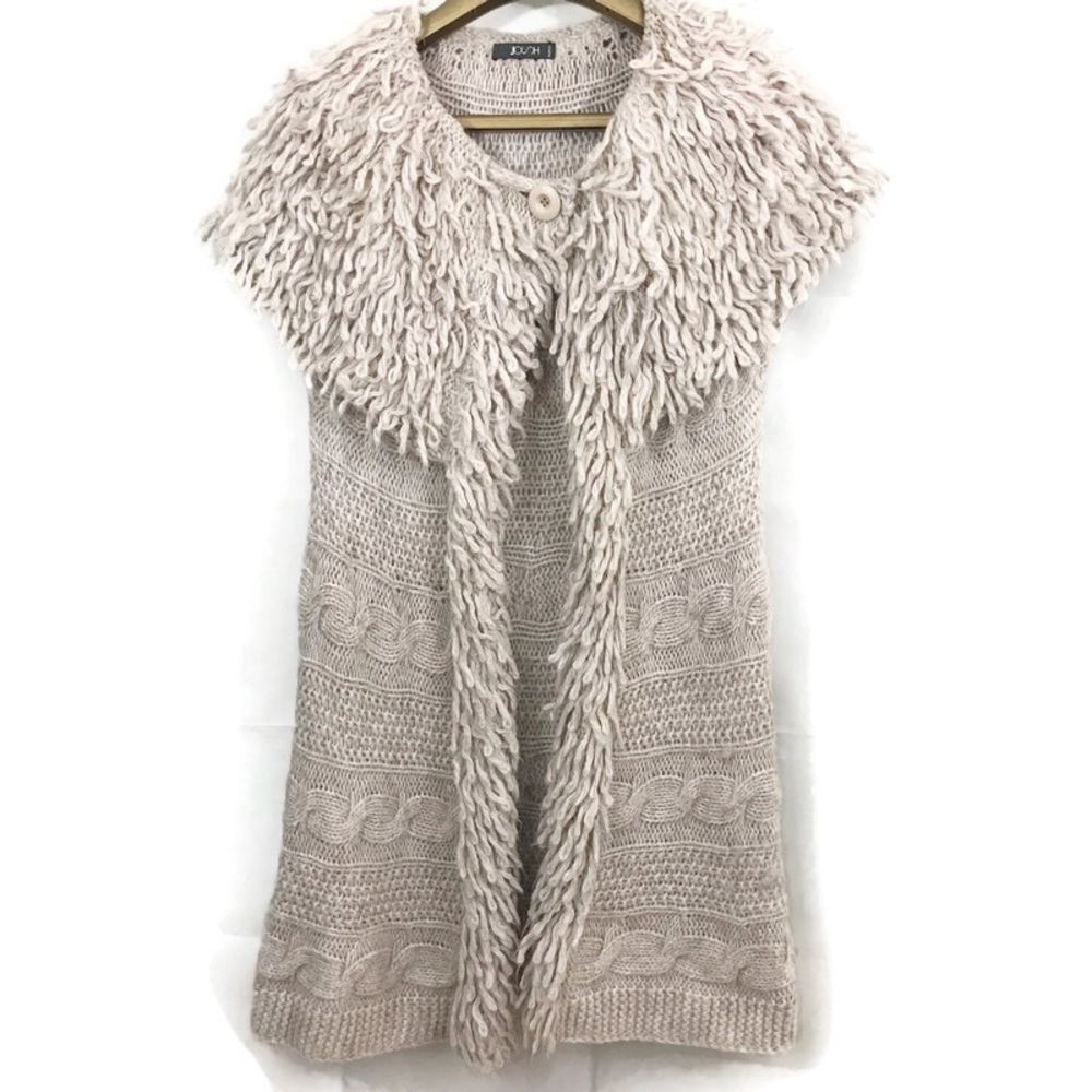 Josh Shaggy Open Knit Sleeveless Shrug Sweater